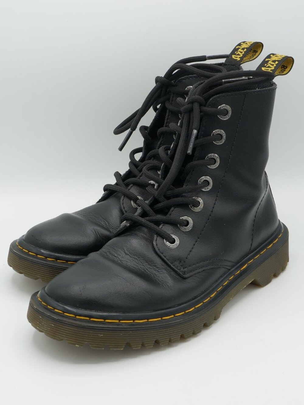 Dr. Martens Luana Black Leather Lace-Up Combat Boots Women's Size 5